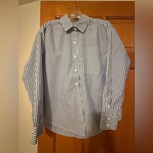 American Eagle Outfitters Navy and White Striped Casual woman Shirt